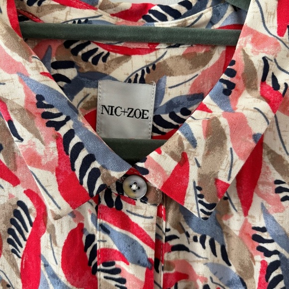 NIC + ZOE Coral Waves Live In Belted Shirt Dress Multicolor with Pockets XL NWT - Picture 12 of 14